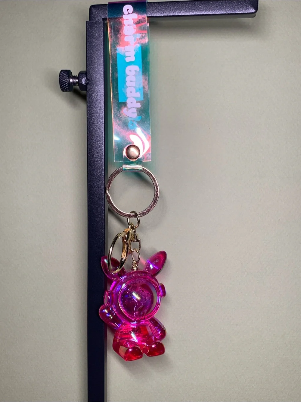 Charm Buddy Keychain - Pink Astronaut Bunny